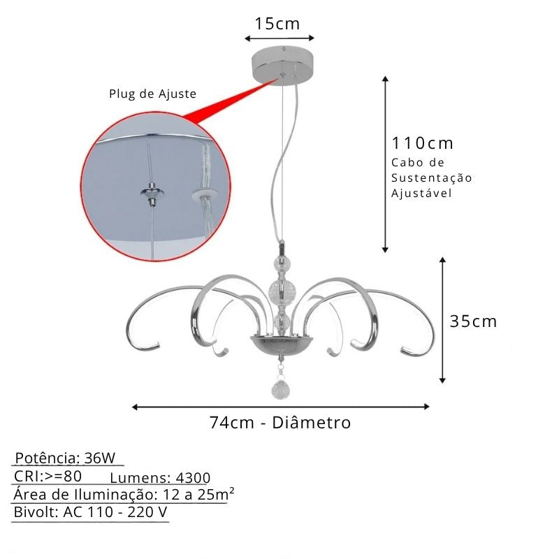 Lustre Pendente Escultural de Luxo Orgânico Opere Cascata LEDZ - Preto / Prata / Dourado