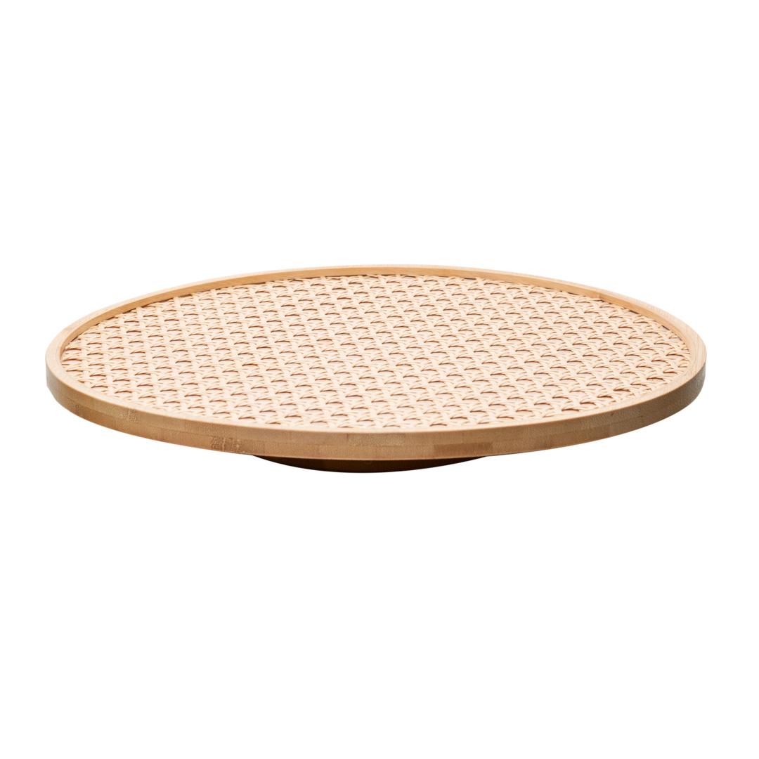 Bandeja Giratória de Bambu com Fundo de Treliça 30cm