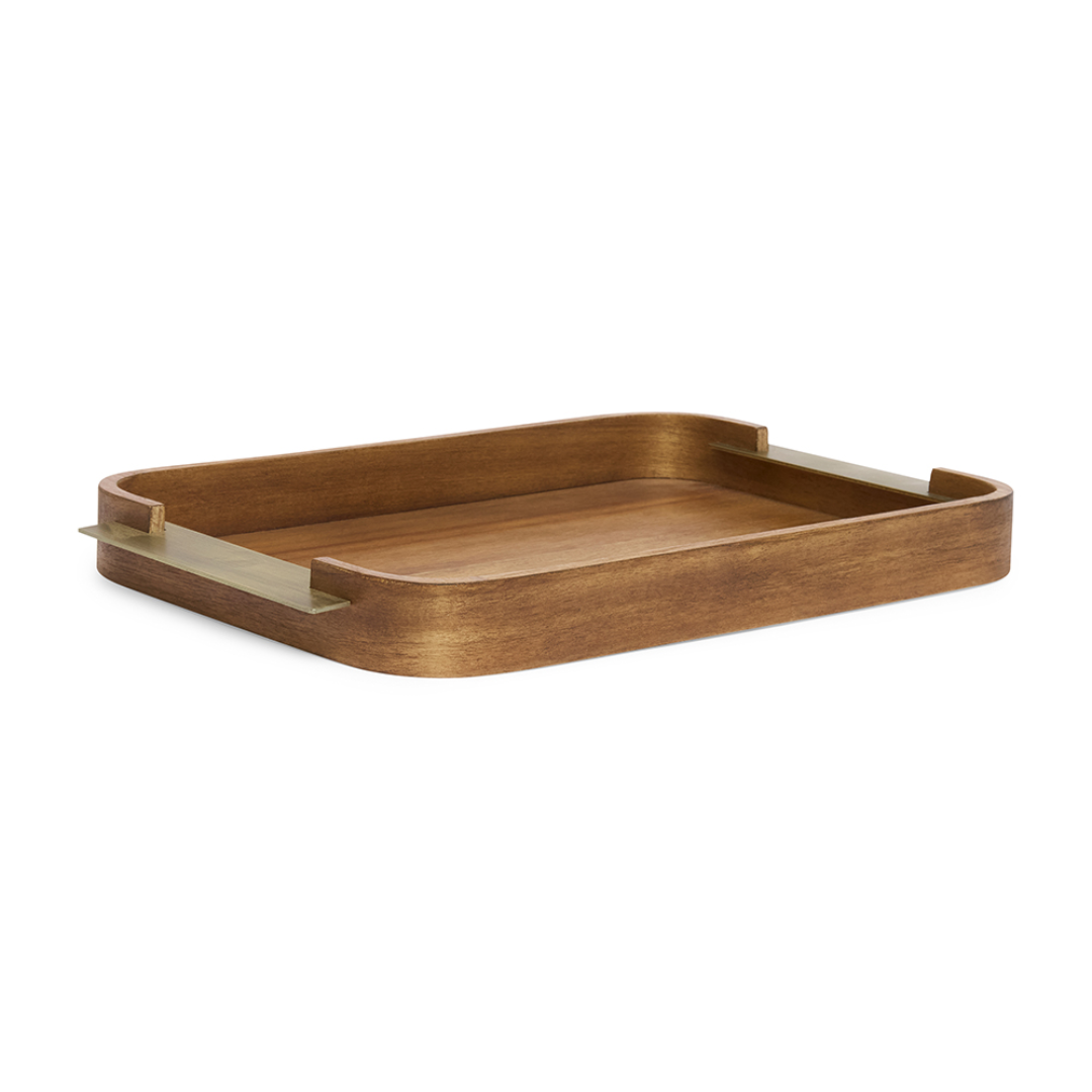 Bandeja em MDF e Metal Marrom 45,5cm G