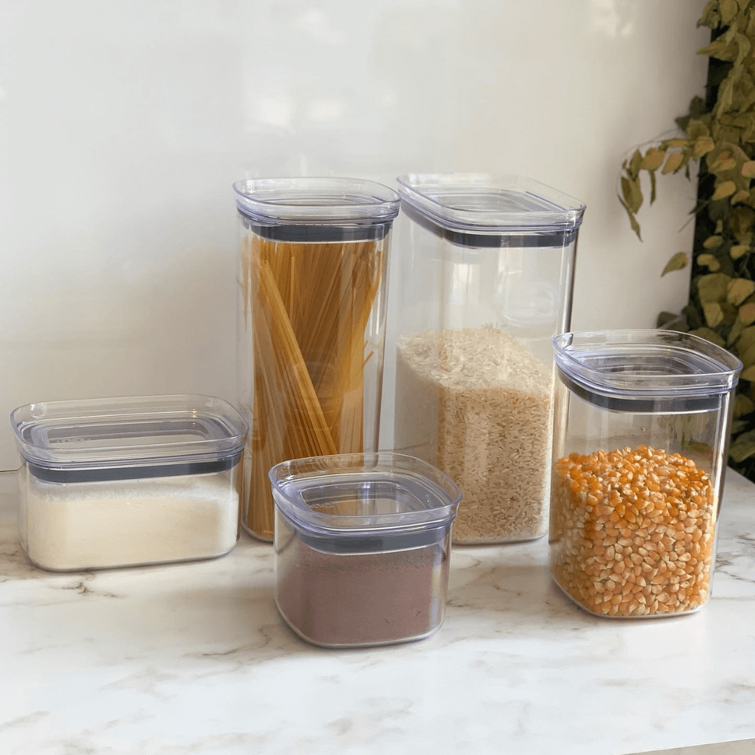 Pote Porta Mantimento Organizador Quadrado com Tampa Hermética Natural Block 2 Litros