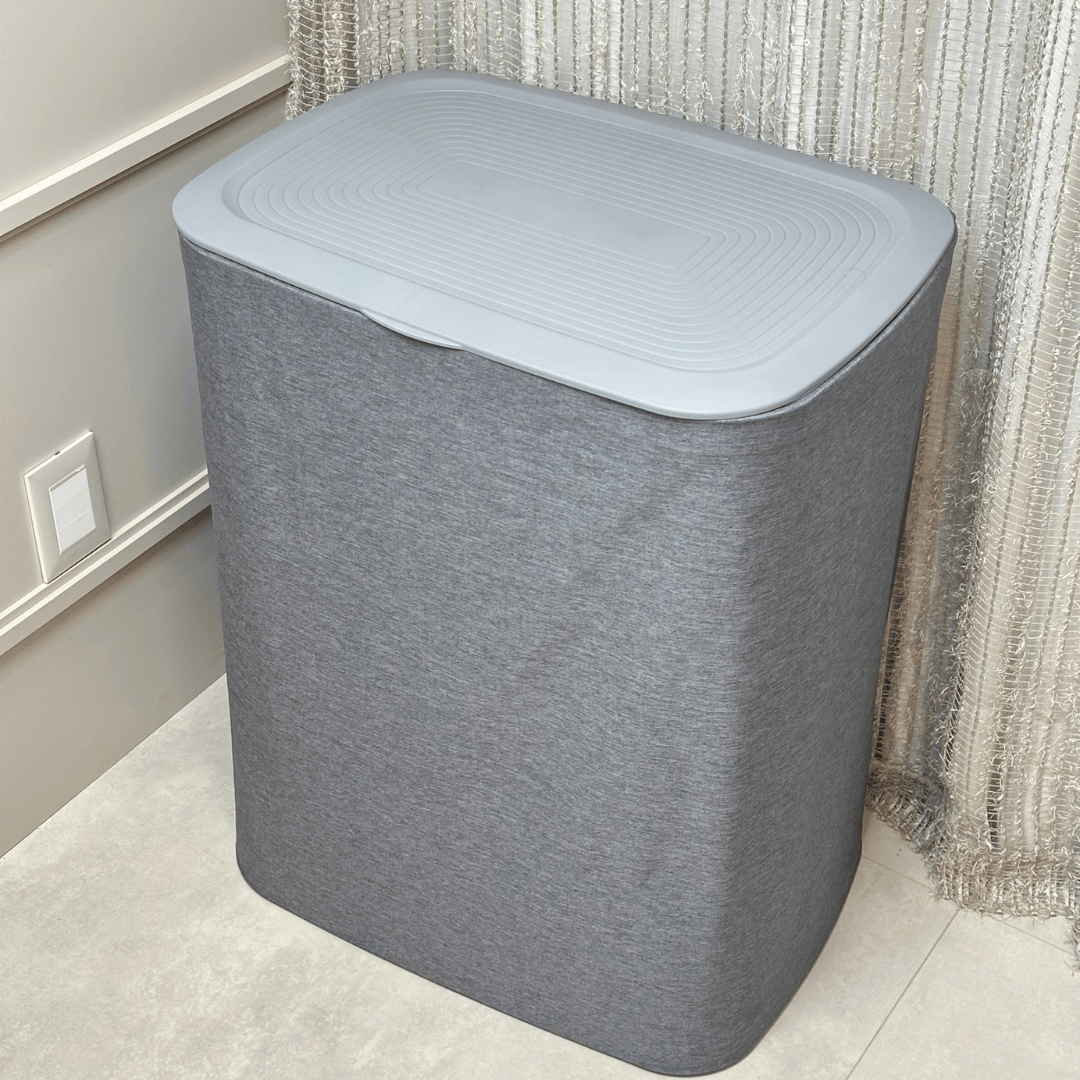 Cesto de Roupas Duplo Premium Cinza 90 Litros
