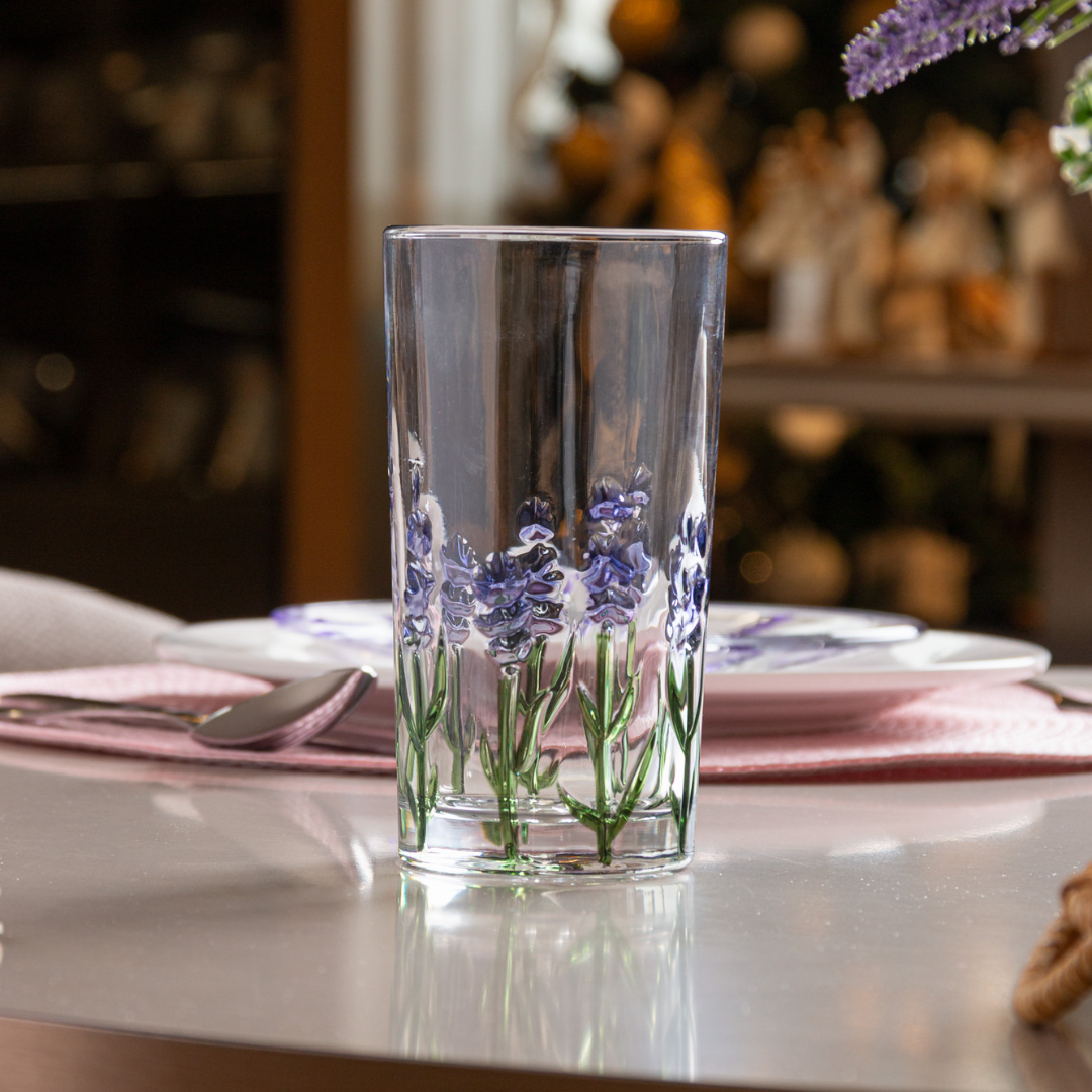 Copo Alto Lavanda Hand Painting Cristal 330ml