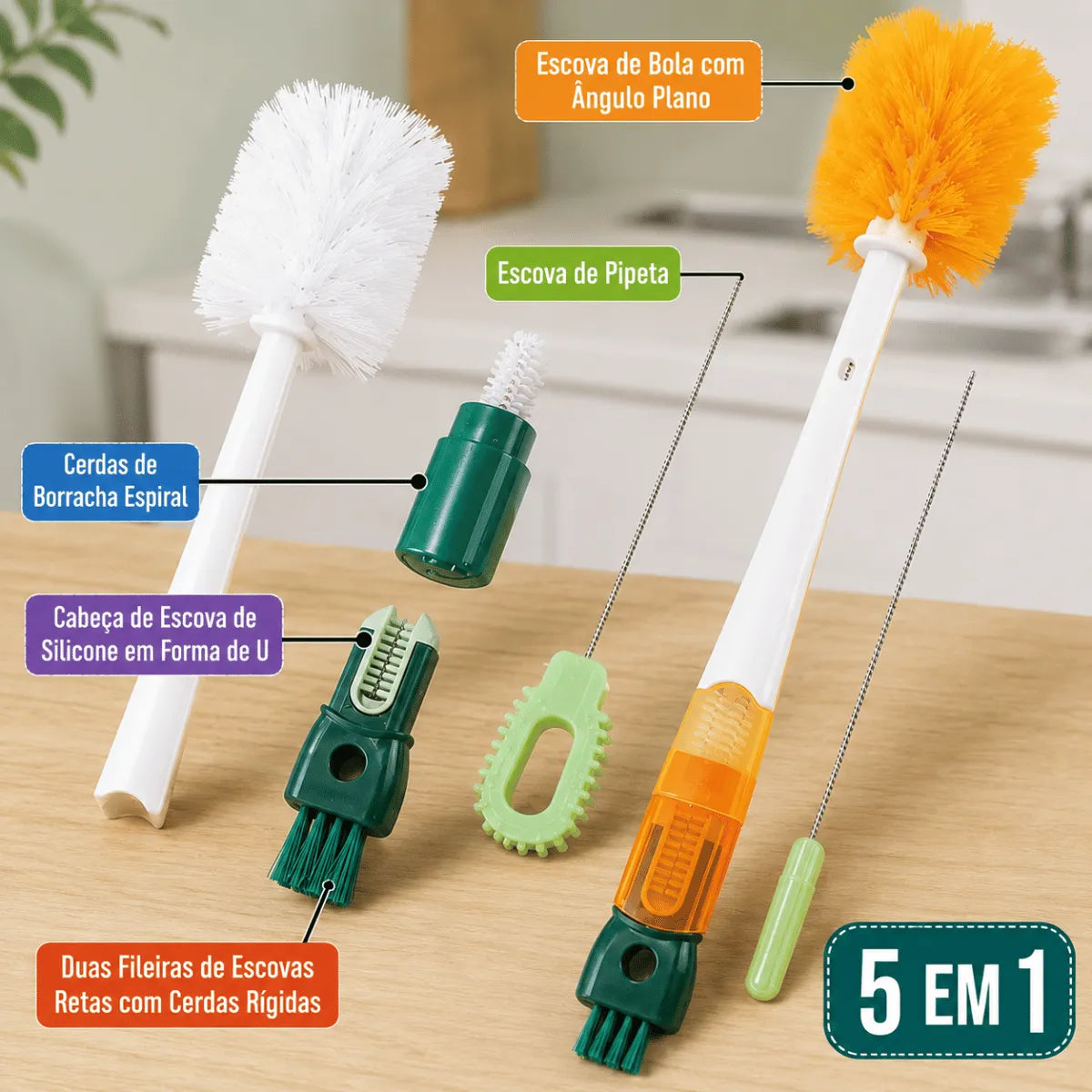 Escova De Copo Funcional - Kit 5 peças + FRETE GRÁTIS