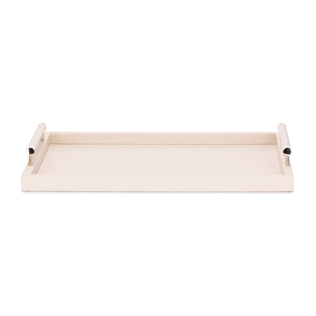 Bandeja em MDF e PU com Alças Cinza 52cm G