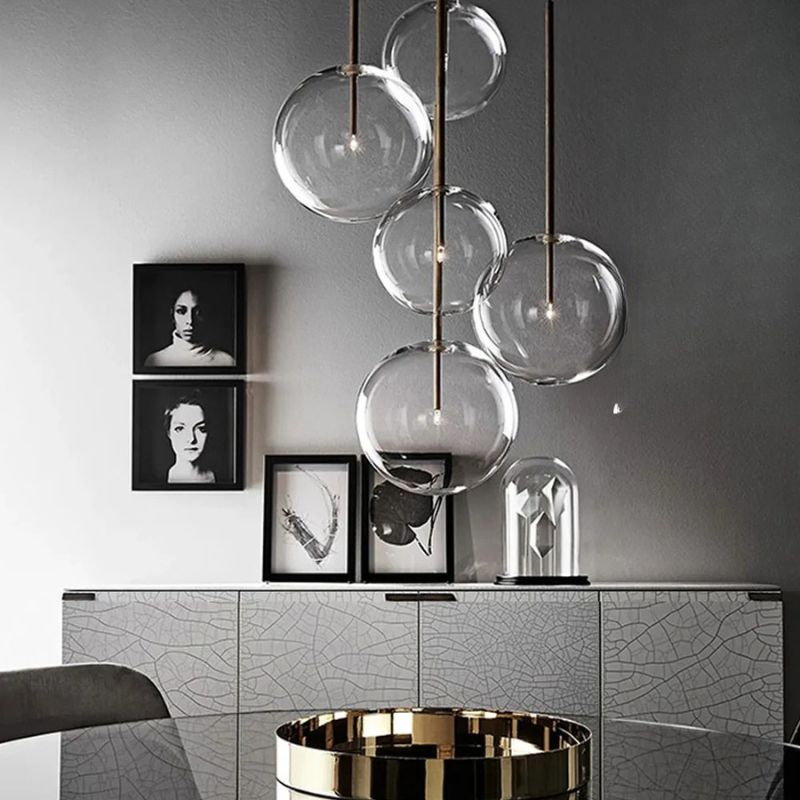 Lustre Pendente Design Italiano Vetro Chiaro LED