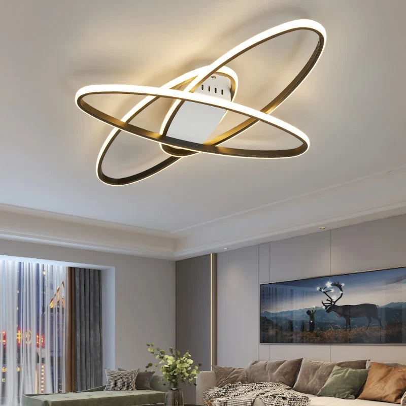 Lustre Luminária de Teto Elipse Minimalista Com Controle Remoto e App para Celular