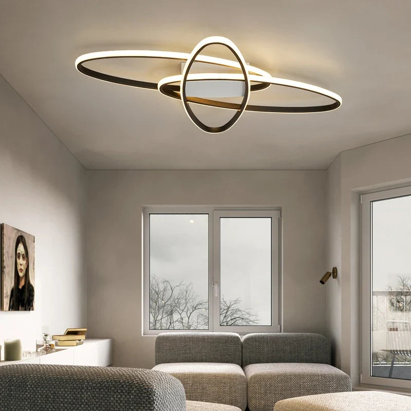 Lustre Luminária de Teto Elipse Minimalista Com Controle Remoto e App para Celular