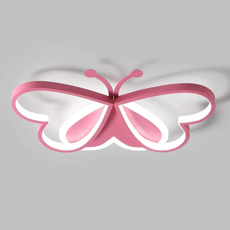 Luminária de Teto Plafon Para Quarto Infantil Borboleta Led - 50cm - Azul/Rosa