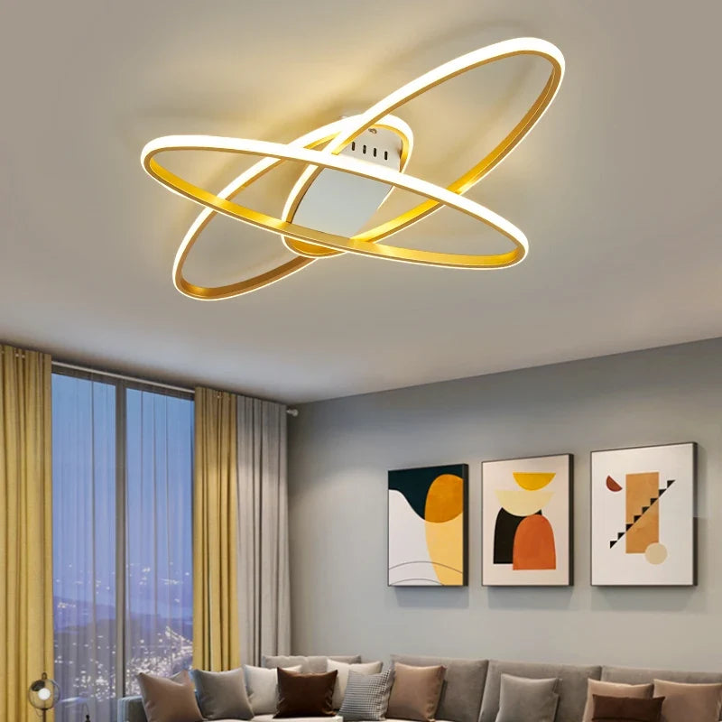 Lustre Luminária de Teto Elipse Minimalista Com Controle Remoto e App para Celular