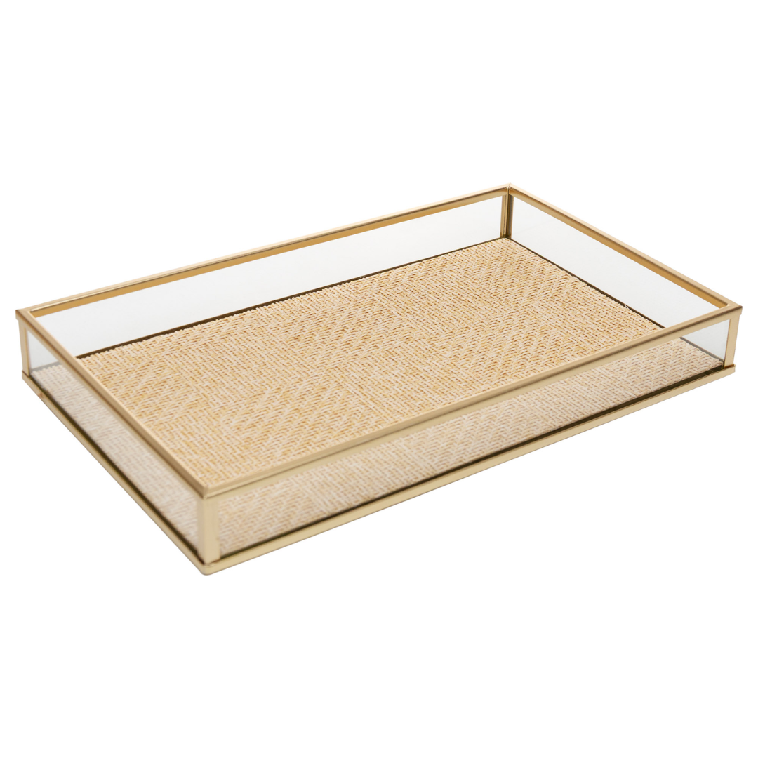 Bandeja Decorativa Toscana de Metal Dourado 30cm