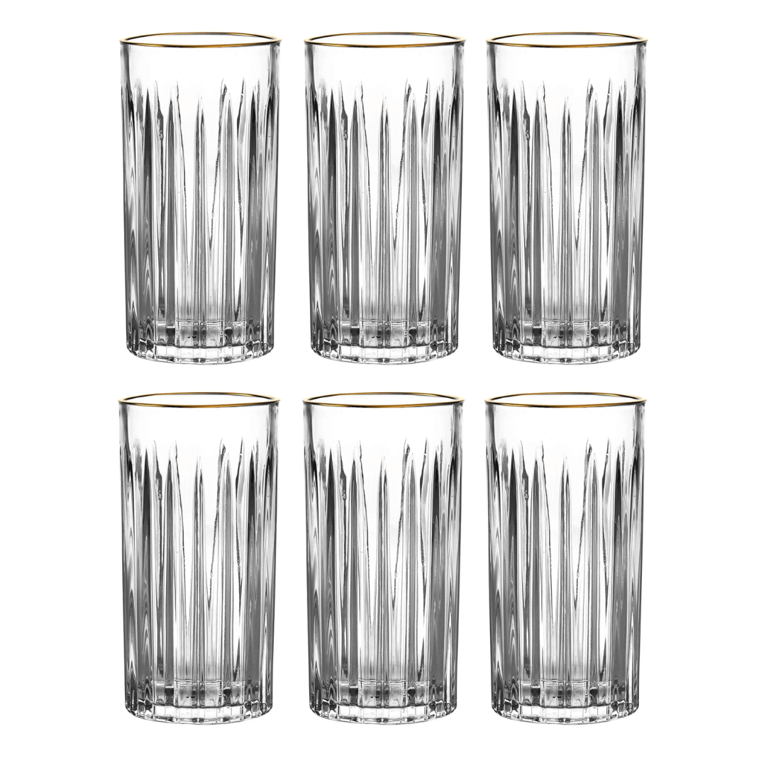 Jogo 6 Copos Altos Soho em Cristal com Fio de Ouro 350ml