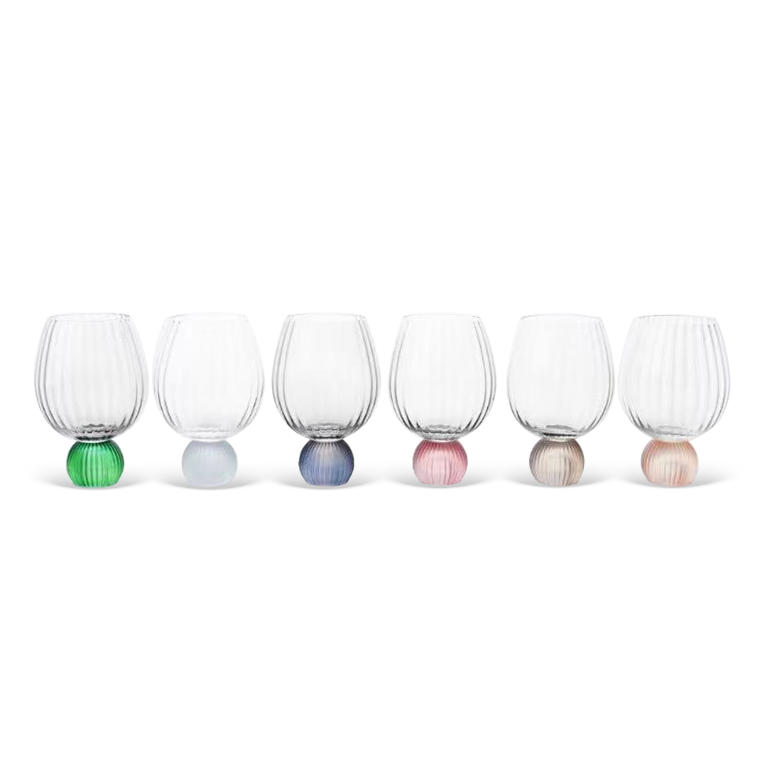 Jogo 6 Taças Base Esfera para Vinho Mix de Cores 450ml