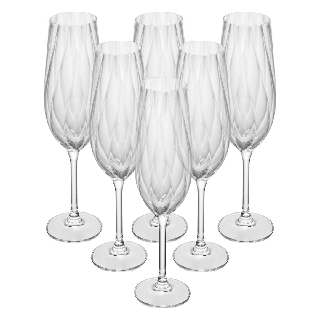 Jogo 6 Taças para Champanhe Crex Optic Cristal 270ml