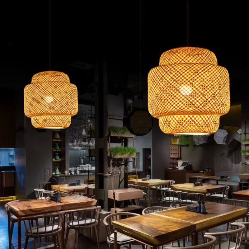 Lustre Pendente Estilo Japonês Wabi Sabi Bambu Artesanal - Takumi Led