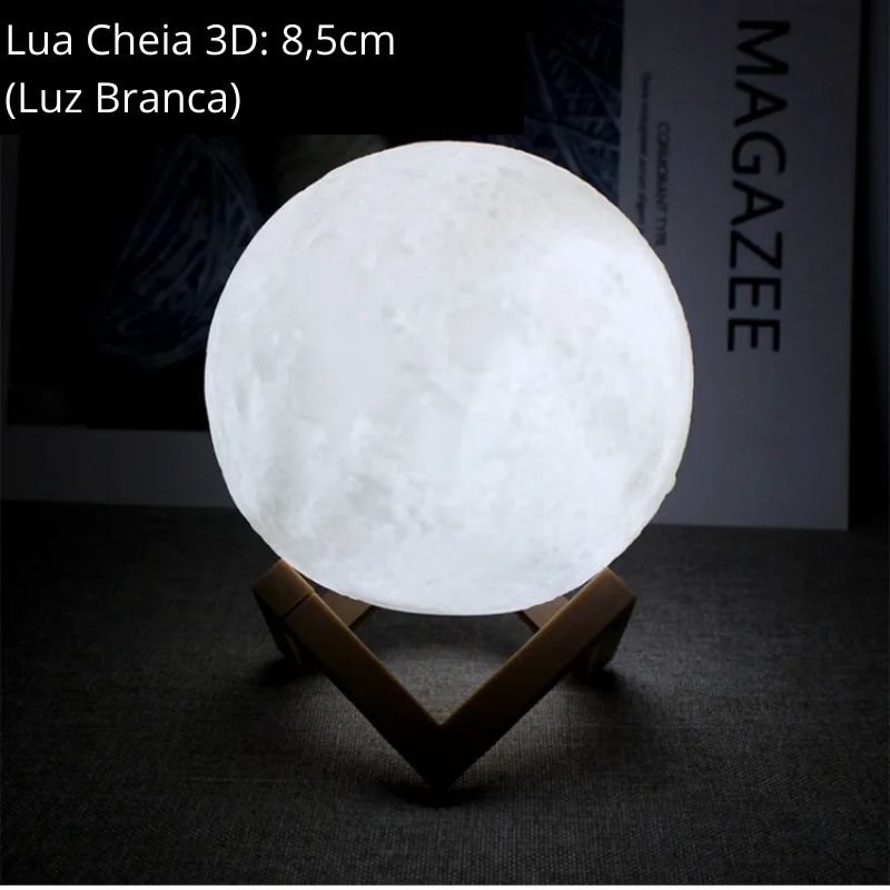 Luminária Abajur Lua Cheia 3D