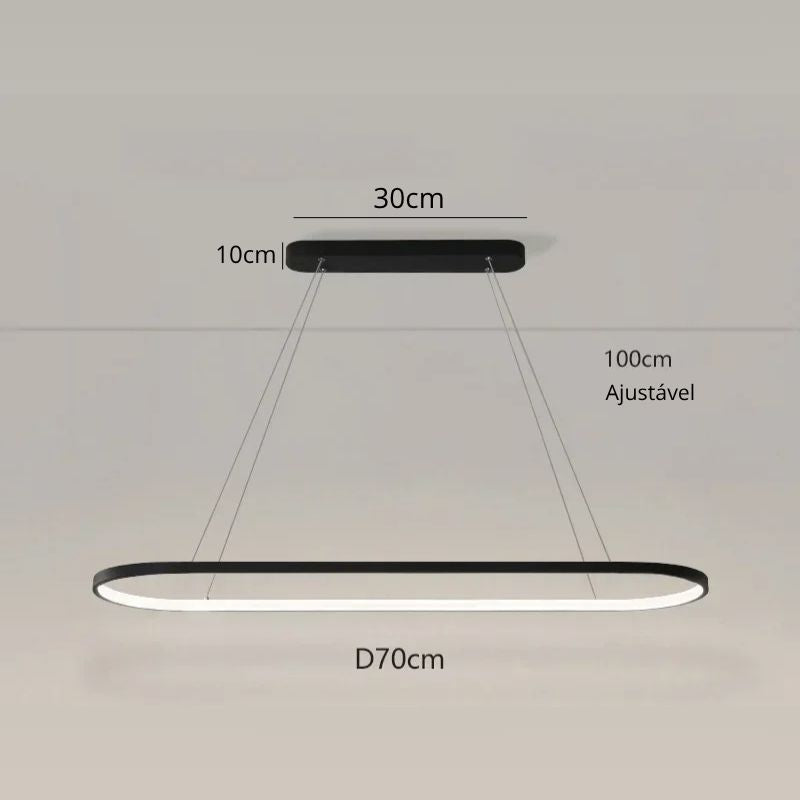 Lustre Pendente Moderno Minimalista Elipse Ledz - 70cm/90cm