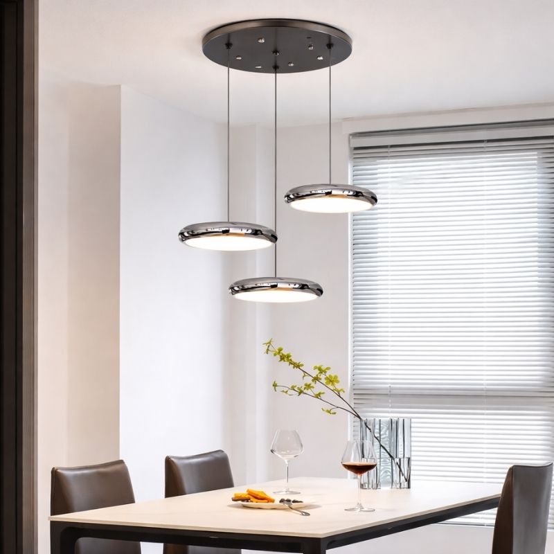 Lustre Pendente Design Italiano Vetro Milano LEDZ – Preto/Prata Cromado – 1 Unidade/3 Unidades