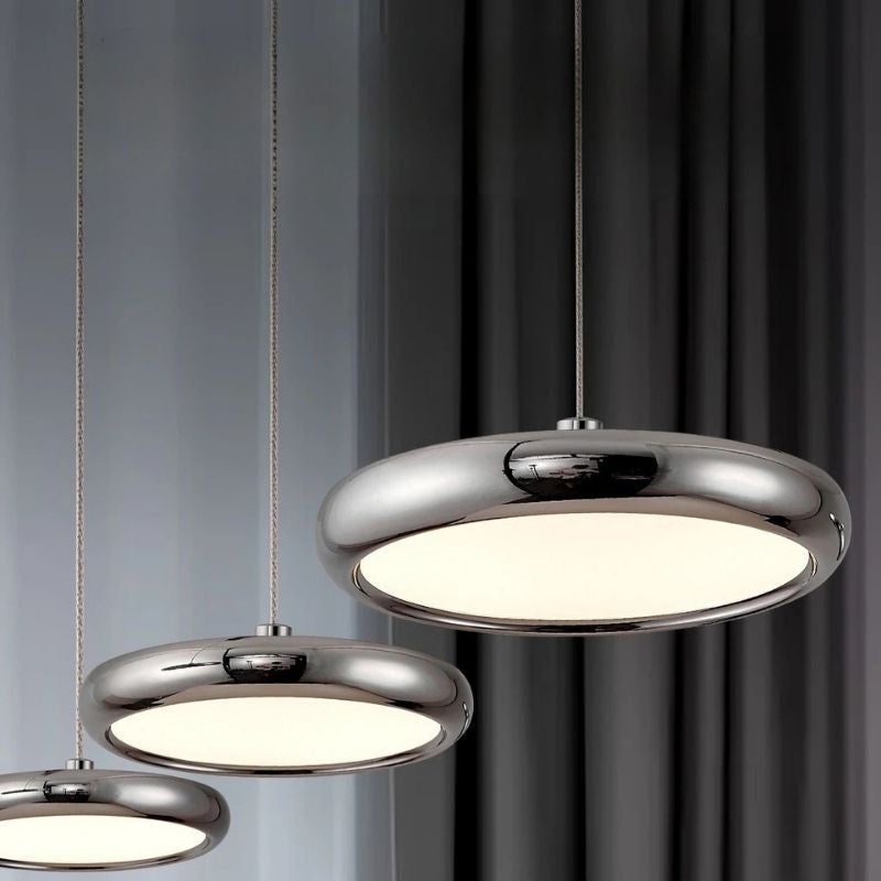 Lustre Pendente Design Italiano Vetro Milano LEDZ – Preto/Prata Cromado – 1 Unidade/3 Unidades