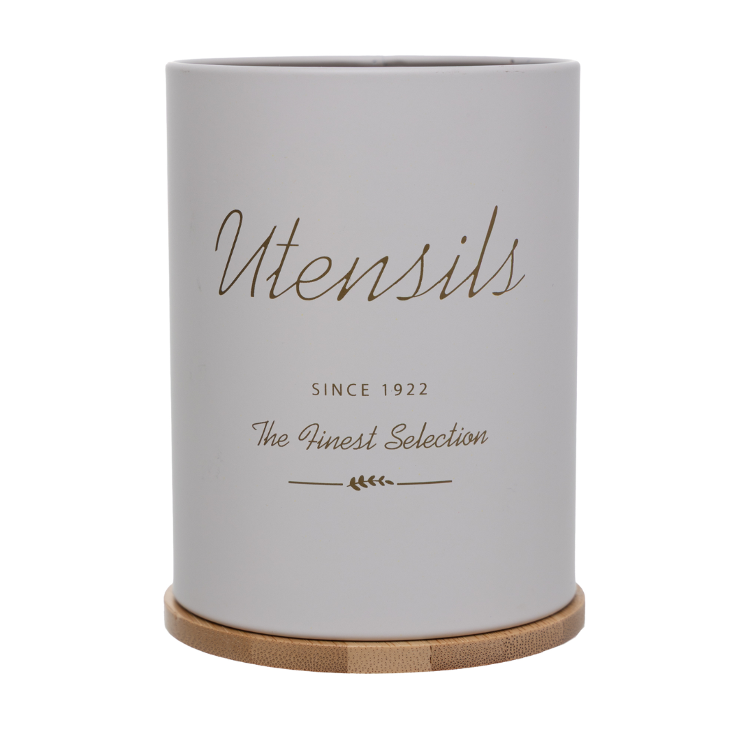 Porta Utensilios de Metal Olina Off White 13cm