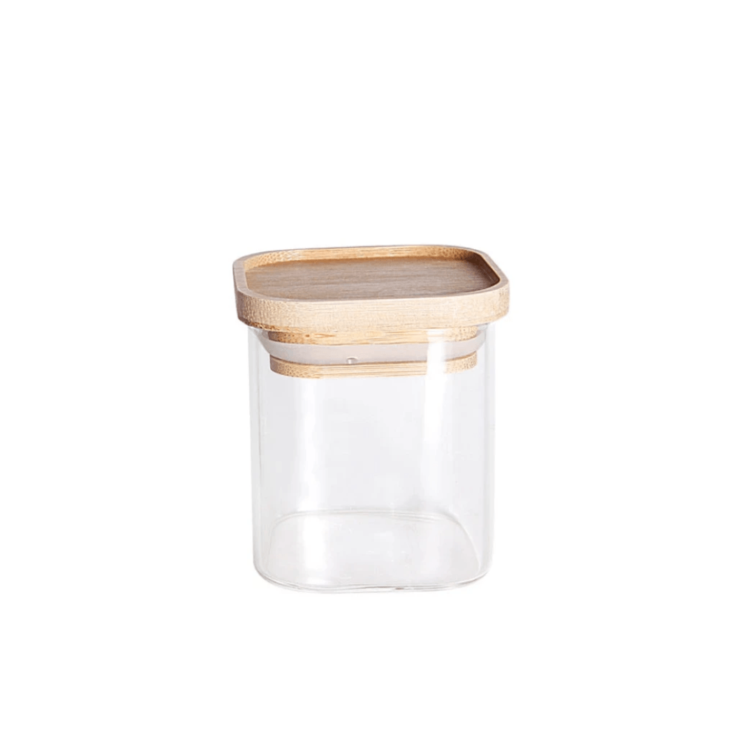 Pote Hermético de Vidro com Tampa Empilhável de Bambu 150ml