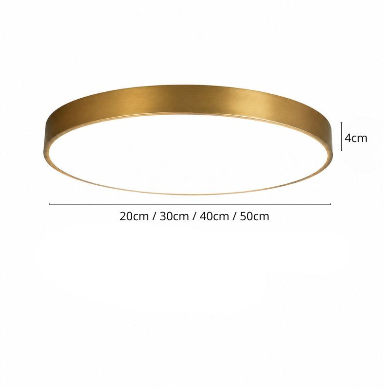 Luminária de Teto Plafon Slim Circular em Cobre Escovado Turim LEDZ – 20cm/30cm/40cm/50cm