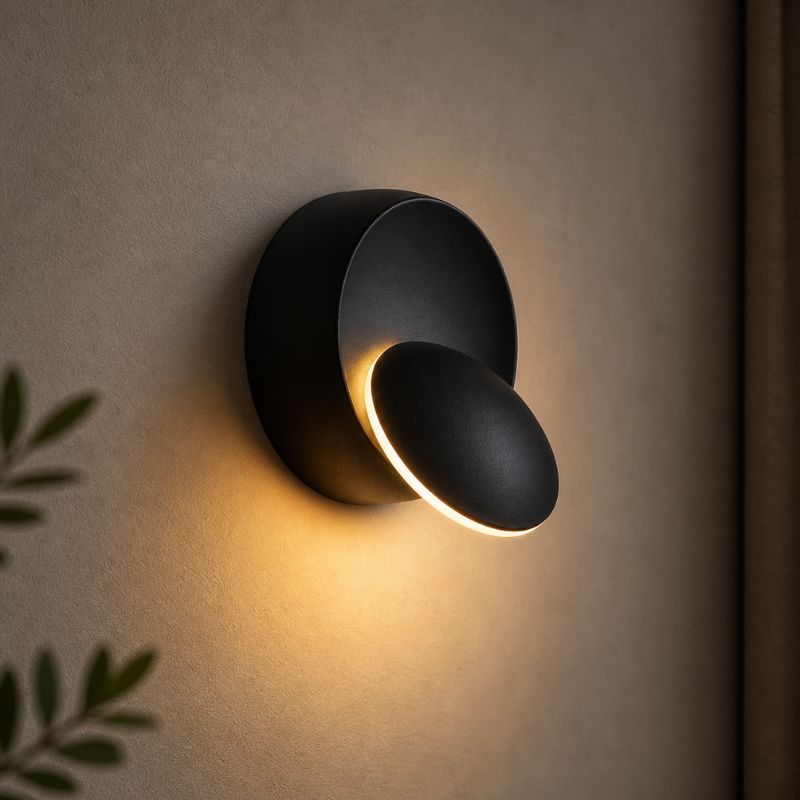 Luminária Arandela de Parede Moderna Minimalista Rotacionável Orbit LEDZ – Preta/Branca – 14cm