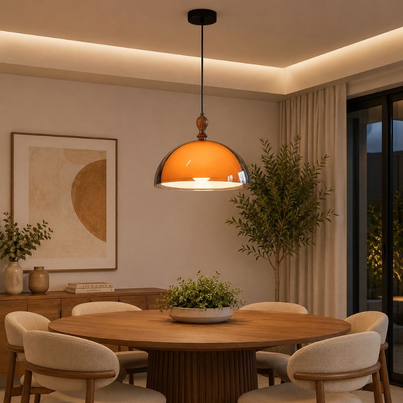 Lustre Pendente com Braço Articulado Estilo Bauhaus Dessau LEDZ – Âmbar Translúcido 35cm
