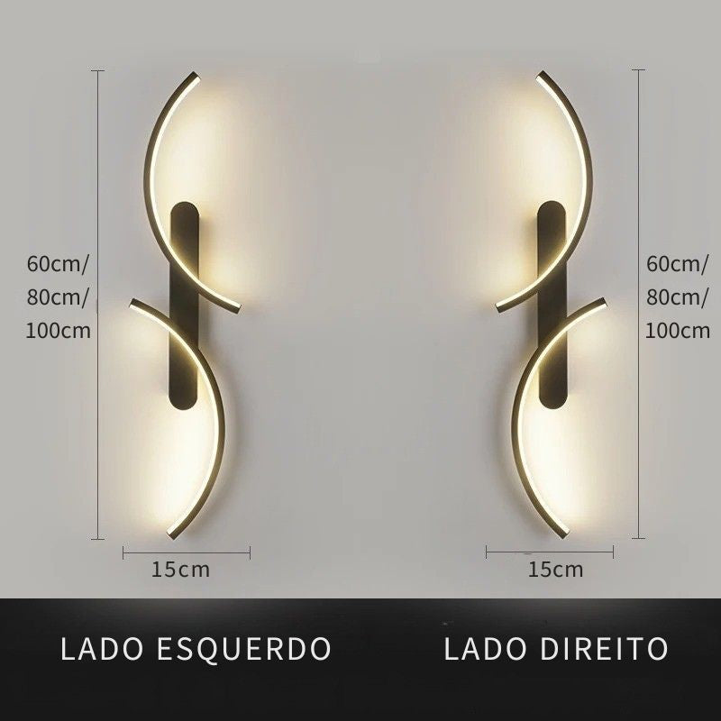 Luminária Arandela de Parede Minimalista Arco Duplo Slim LEDZ – 60cm / 80cm / 100cm