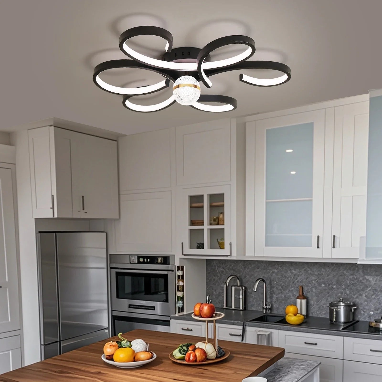 Lustre Luminária de Teto Plafon de Luxo Fiorenza LEDZ - Dourado/Prata/Preto - 60cm
