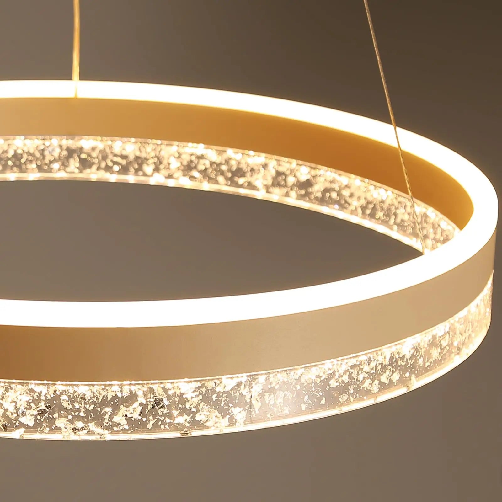 Lustre Pendente de Luxo Circular Versailles LEDZ - Preto/Branco/Dourado - 50cm