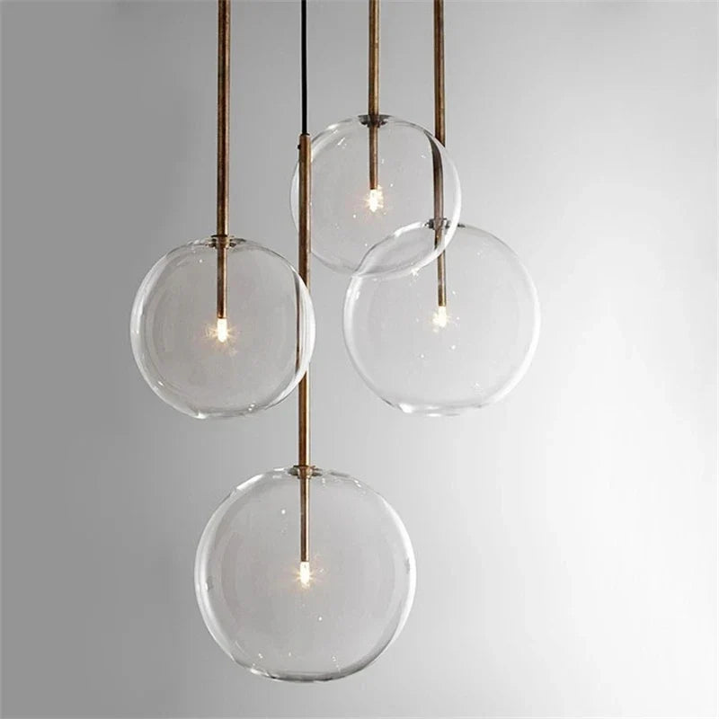 Lustre Pendente Design Italiano Vetro Chiaro LED