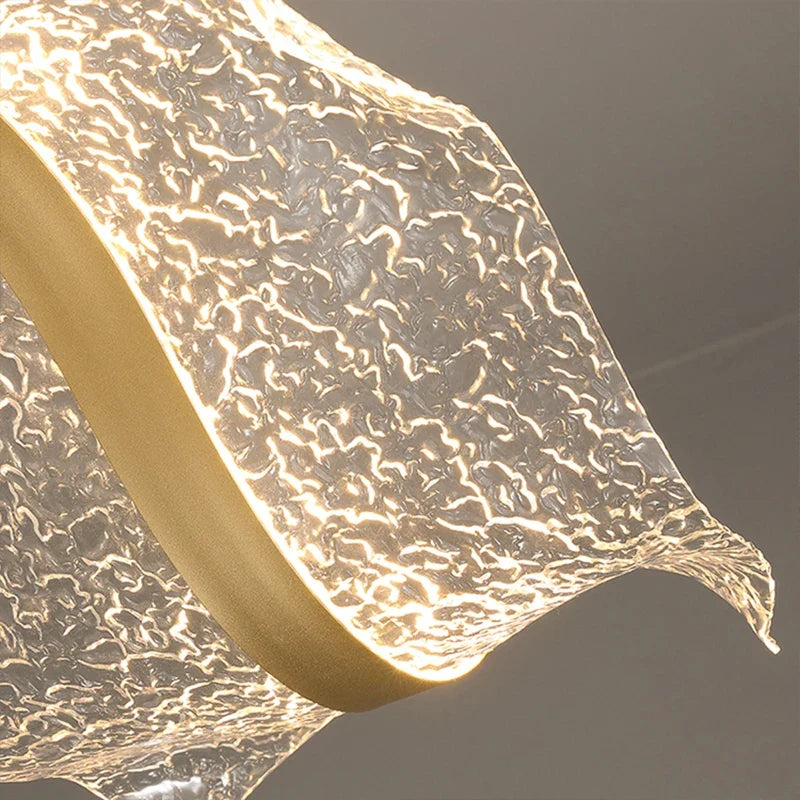 Lustre Pendente de Luxo Ondas em Efeito Cristal LEDZ - 80cm - Preto ou Dourado