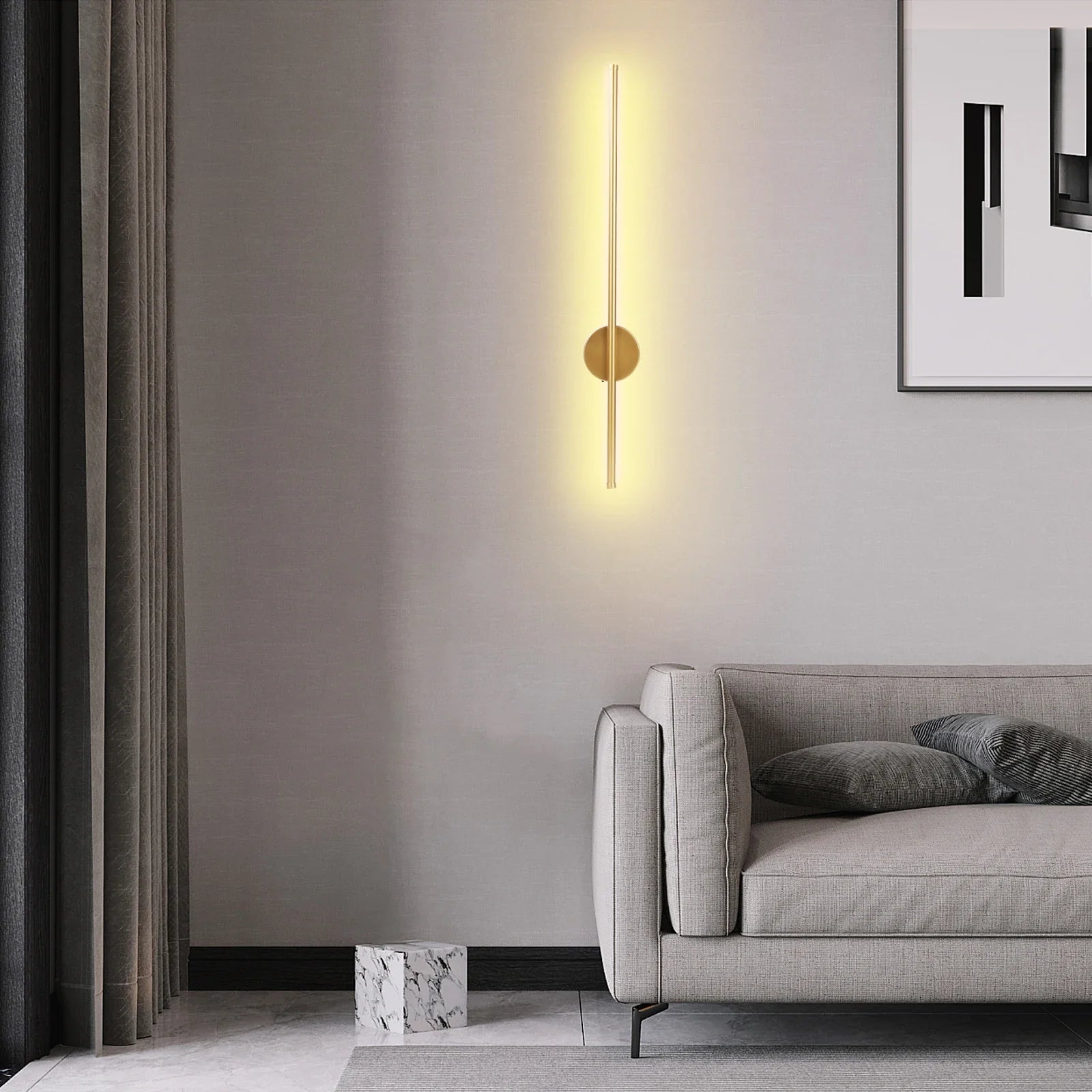 Luminária Arandela de Parede Sem Fio com Controle Remoto - Tendency LED - Preto/Dourado - 50cm