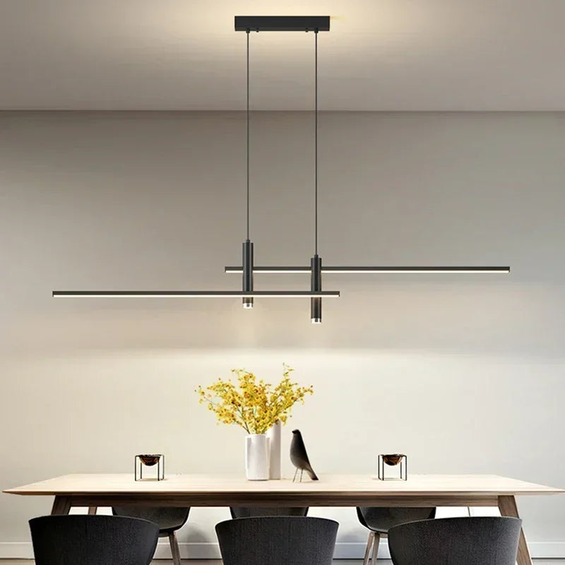 Lustre Pendente Minimalista Linear Foco Tubular Duplo LED