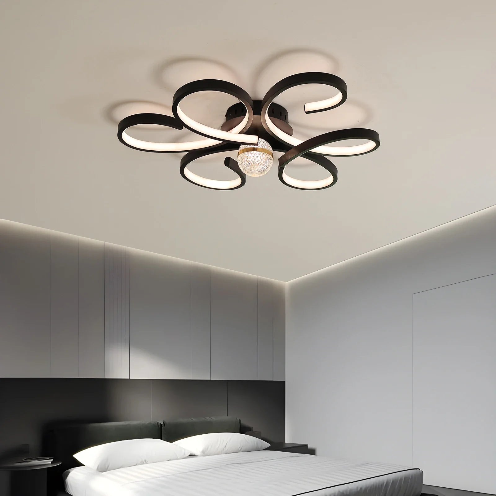 Lustre Luminária de Teto Plafon de Luxo Fiorenza LEDZ - Dourado/Prata/Preto - 60cm