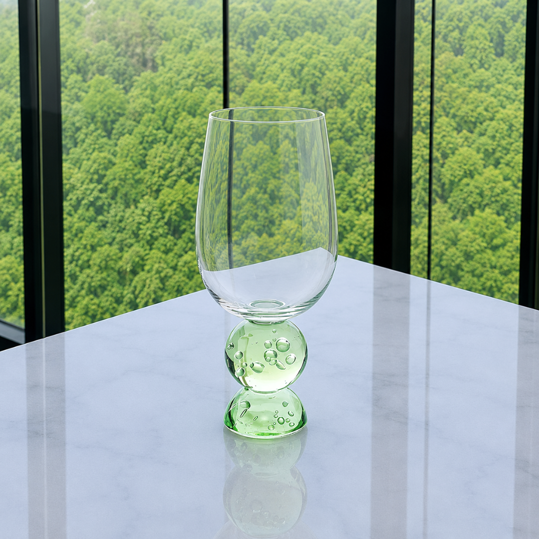 Jogo 6 Taças Base Dupla Esfera Verde 500ml