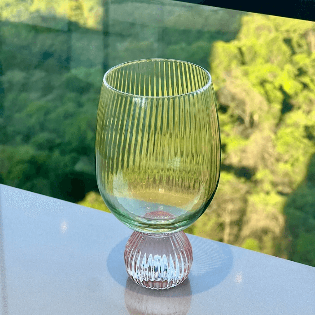 Taça Copo Colors Elegante Verde e Rosa 390ml