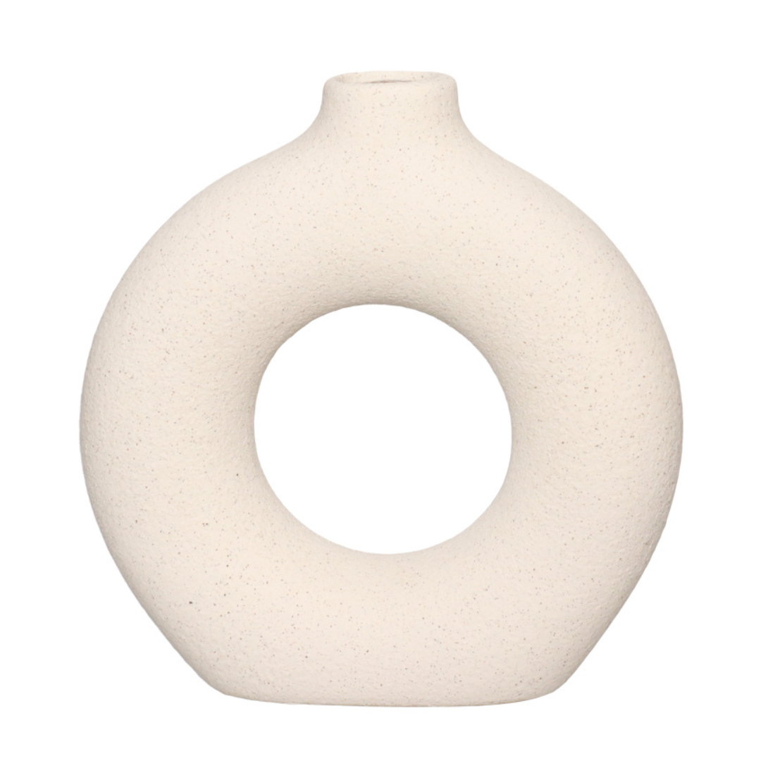Vaso de Cerâmica Mikonos Redondo Branco 21cm