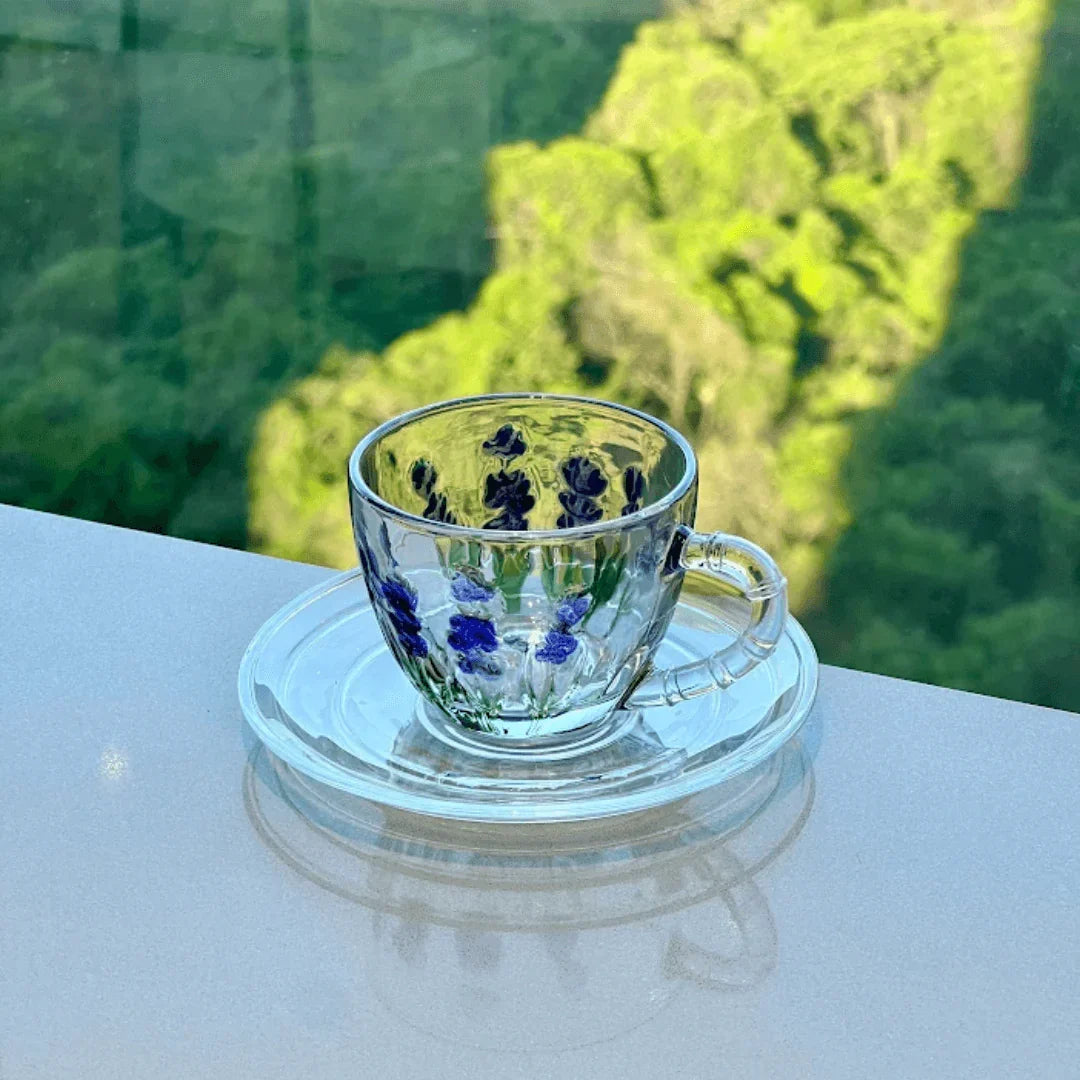 Kit Mesa Posta de Cristal Lavanda 15 Peças