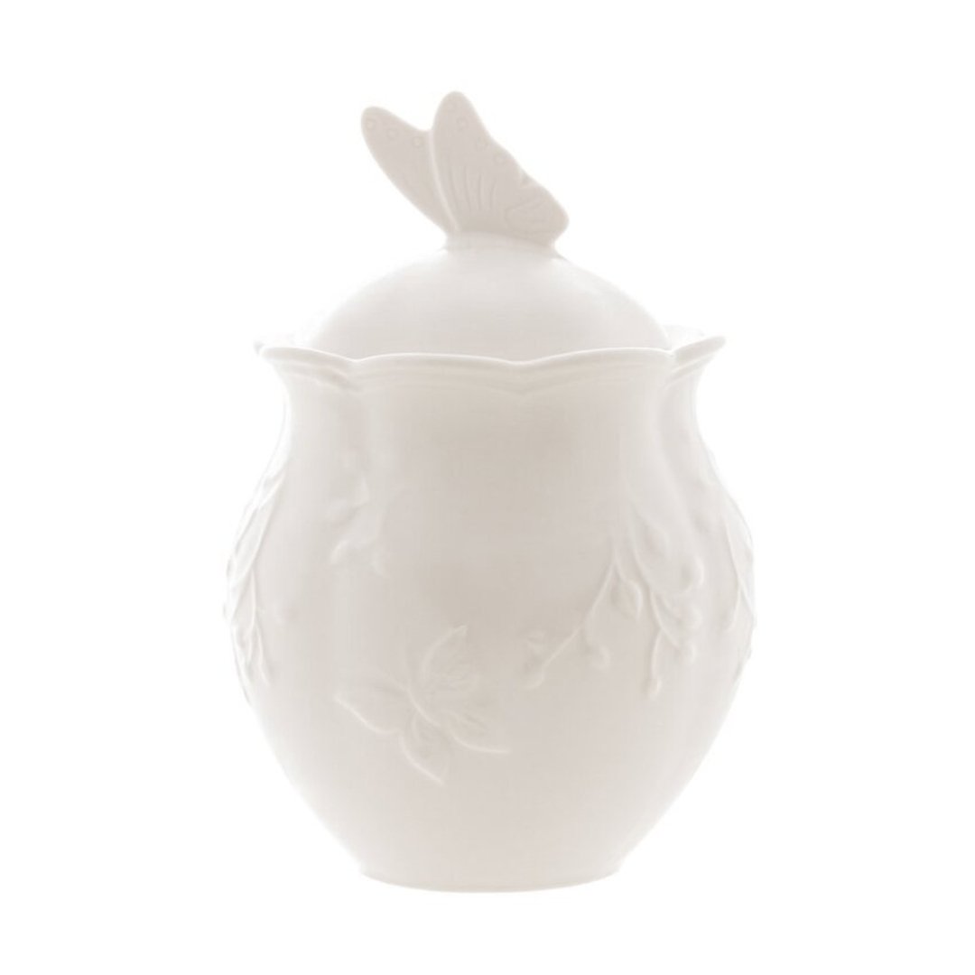 Açucareiro de Porcelana New Bone Butterfly Flower 13,5cm