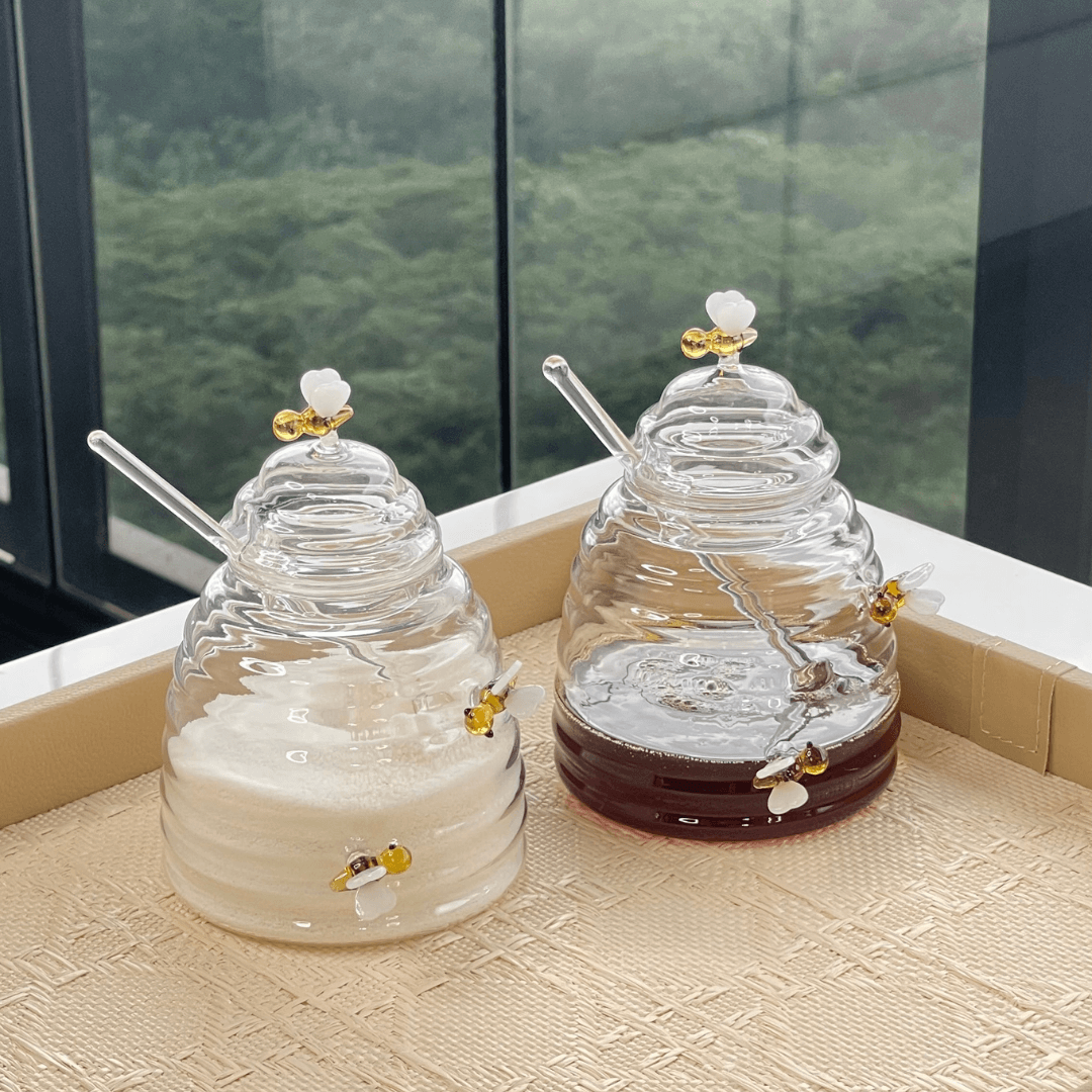 Meleira de Vidro Borossilicato com Pegador Lovely Bee Abelha 500ml