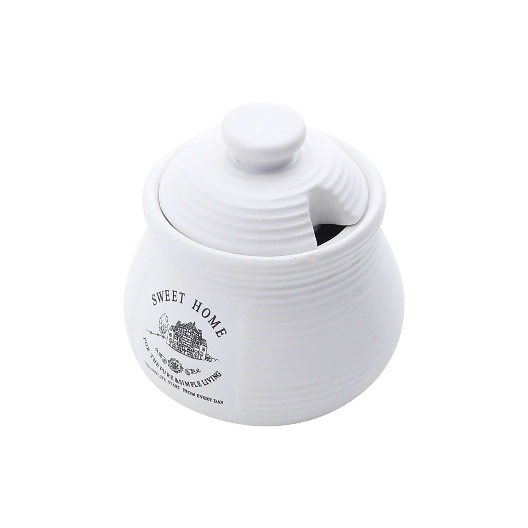 Açucareiro em Cerâmica com Tampa Sweet Home Branco 300ml