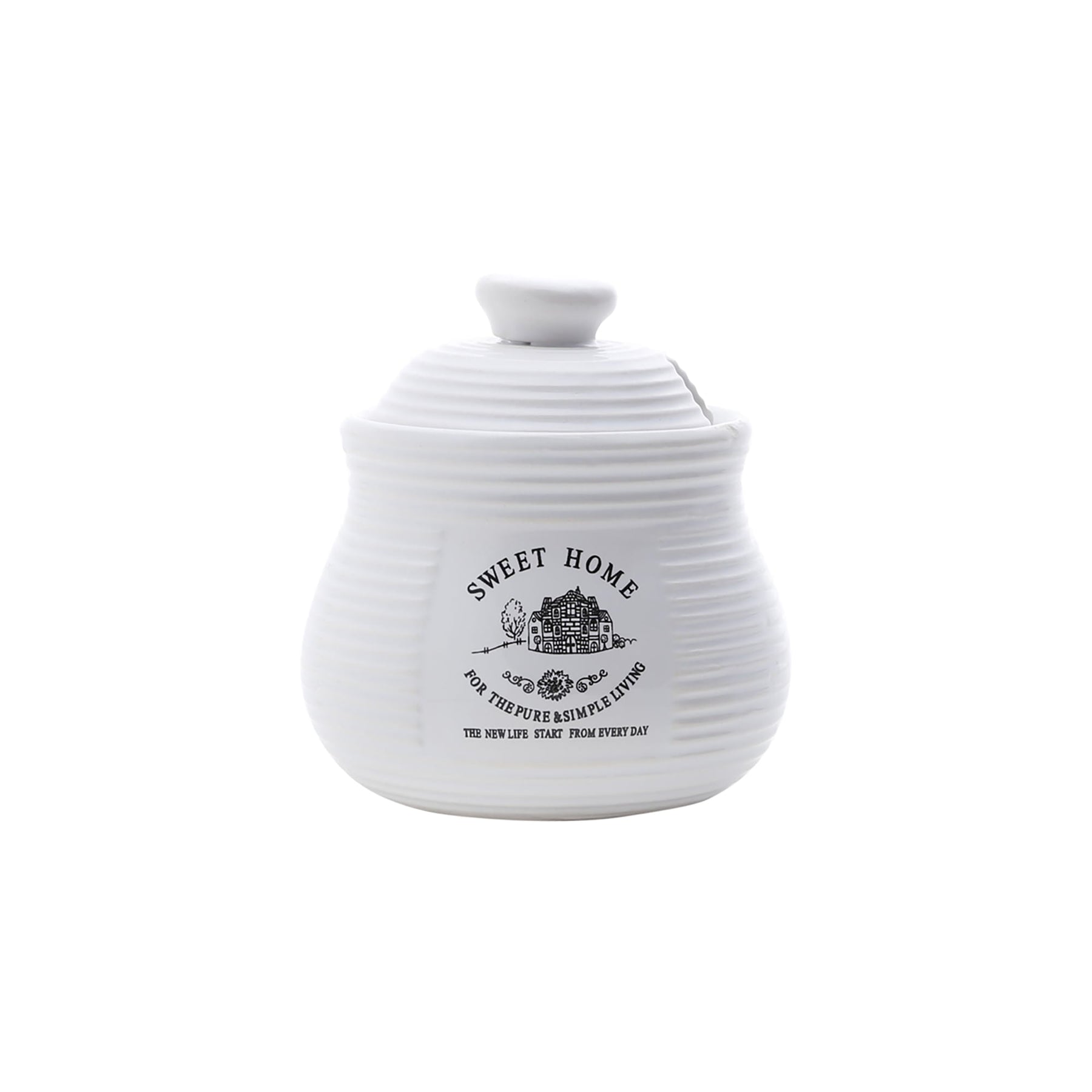 Açucareiro em Cerâmica com Tampa Sweet Home Branco 300ml
