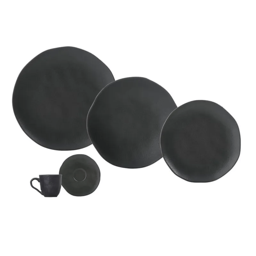 Aparelho de Jantar Orgânico Preto Matte 30 Peças