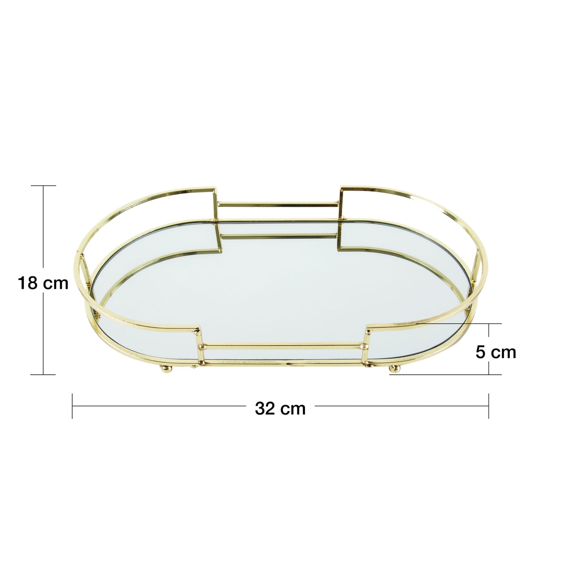 Bandeja Decorativa Metal Dourada 32cm