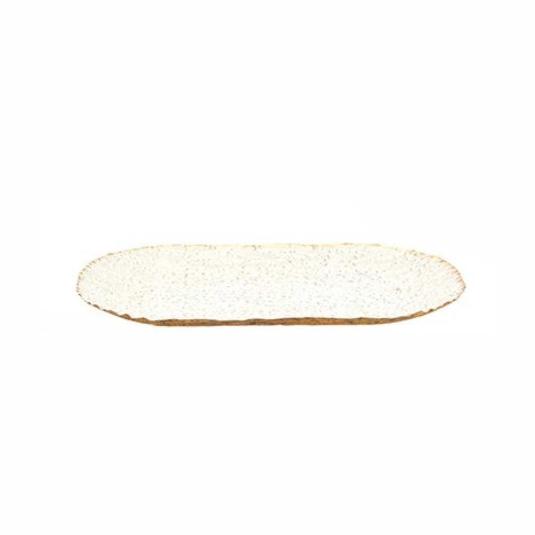 Bandeja em Metal Oval Off White 26cm P