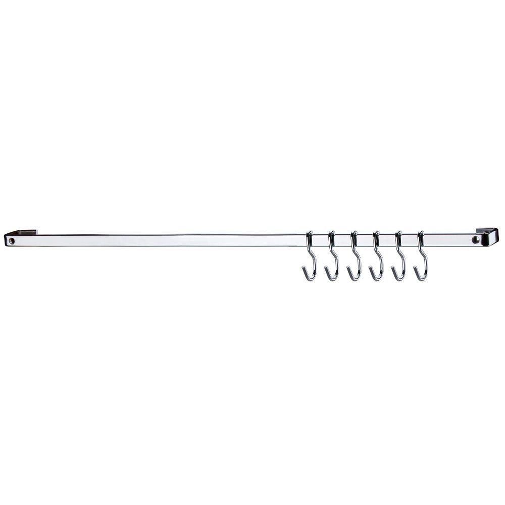 Barra de Piatina Cromada 60cm com 6 ganchos