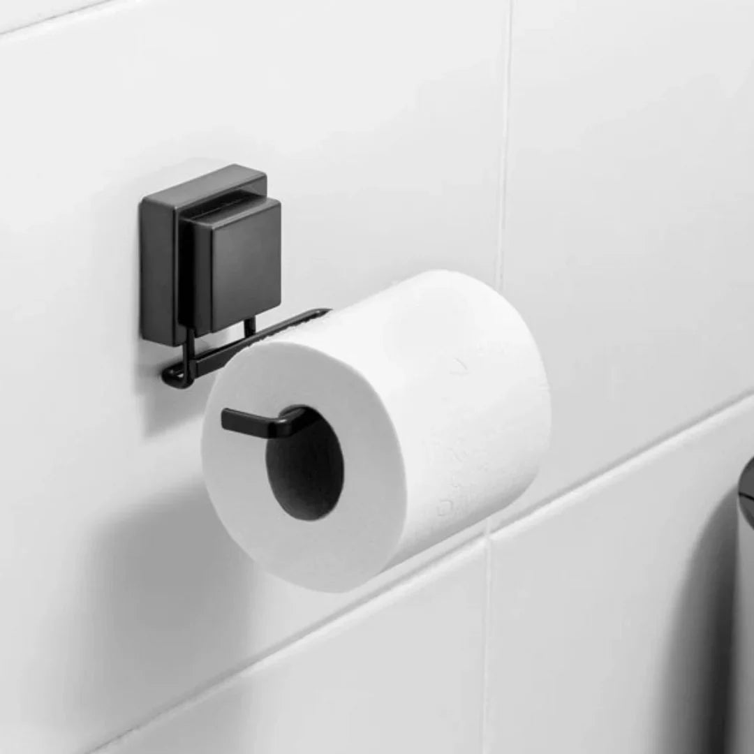 Kit de Acessórios para Banheiro Fixação Ventosa Preto Fosco 3 Peças