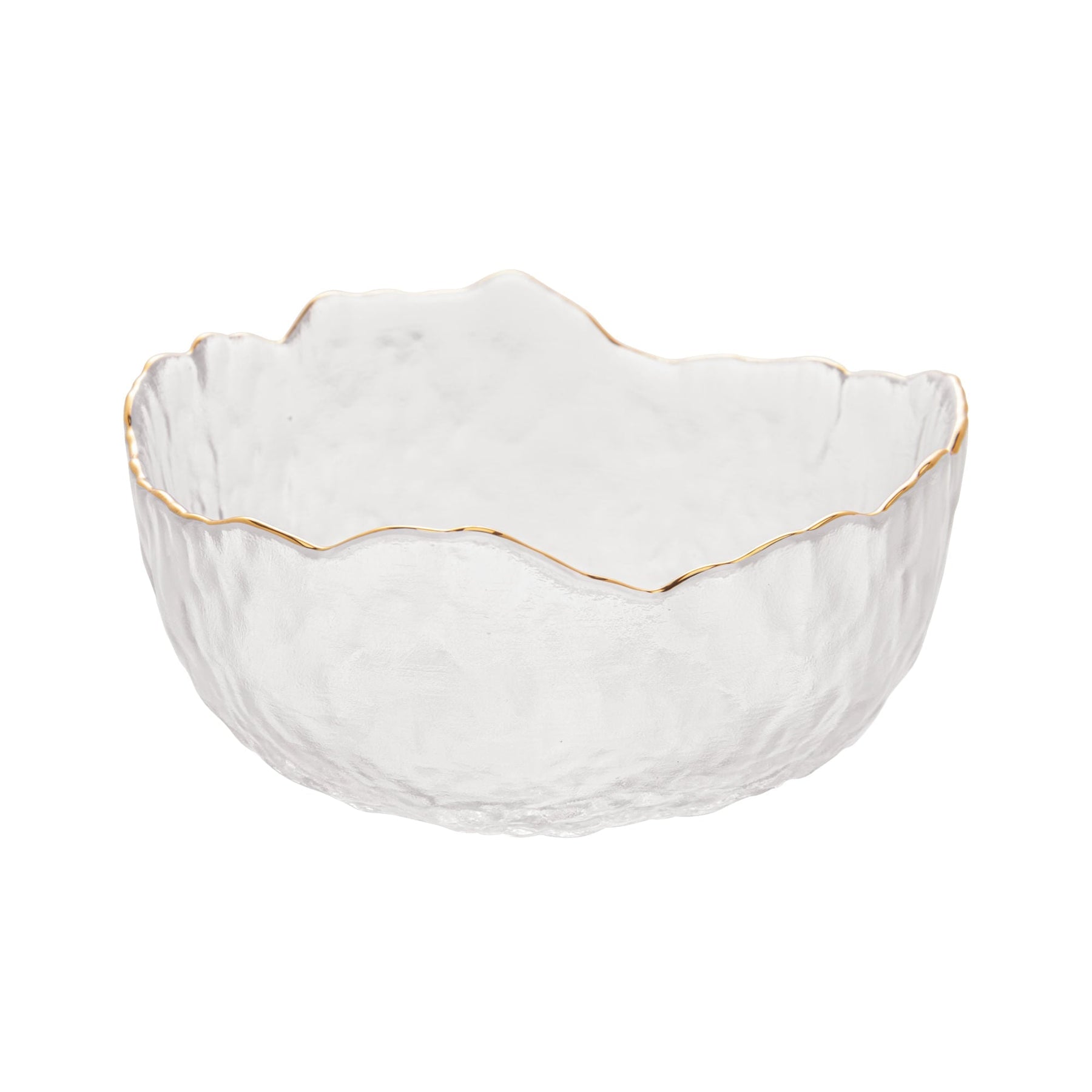 Bowl Cristal de Chumbo Martelado com Borda Dourada Taj 13cm
