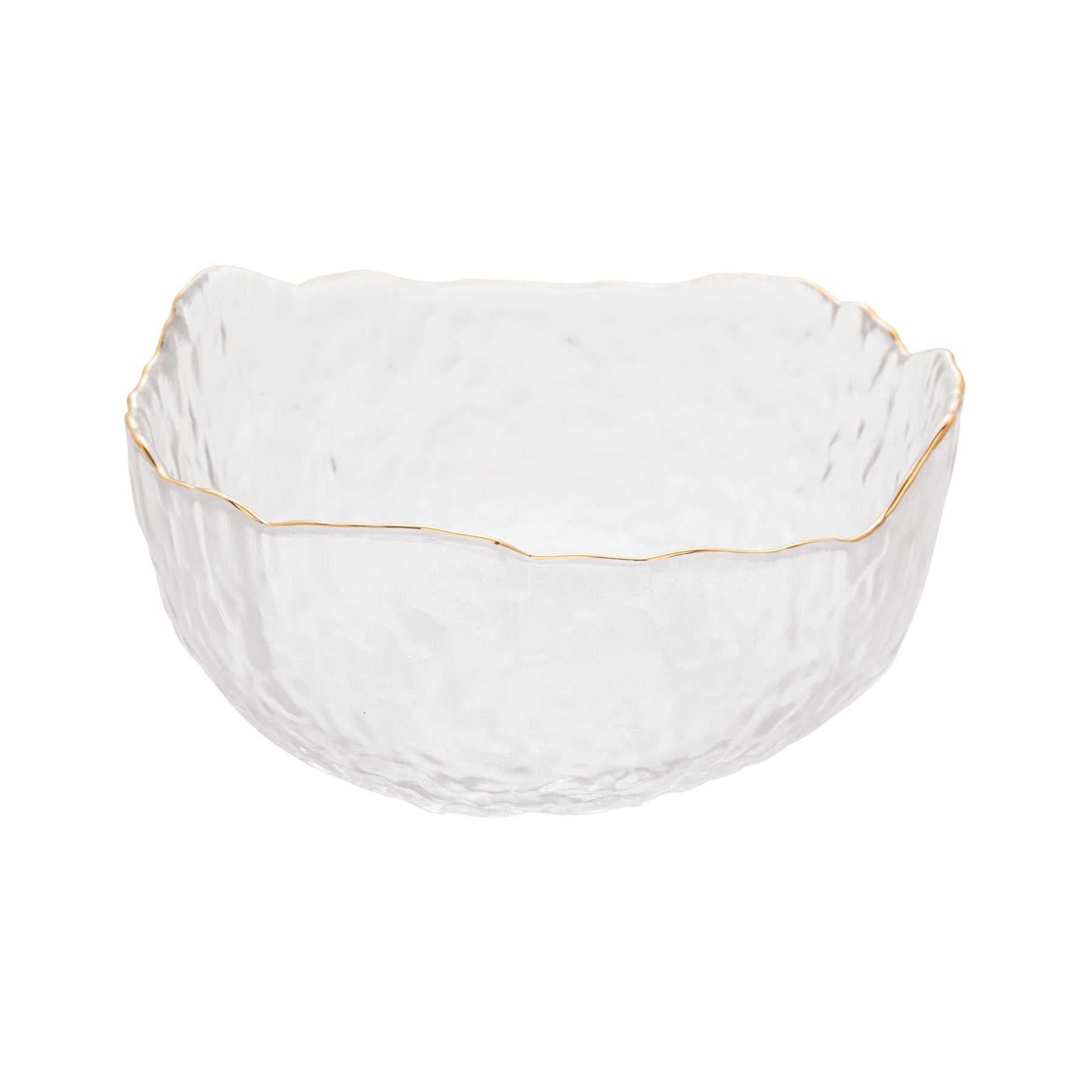 Bowl Cristal de Chumbo Martelado com Borda Dourada Taj 16,5cm
